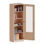 Schrank mit veglasten Türen, 5 OH, 1 Tür mit Glaseinsatz, abschließbar, links, B/H/T 60x190x50cm 